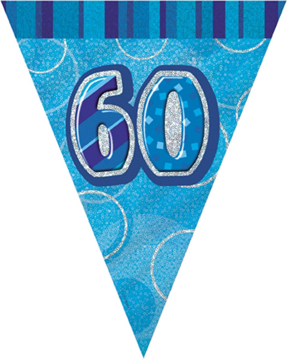 UNIQUE - Blauwe 60 jaar verjaardagsslinger - Decoratie > Slingers en hangdecoraties